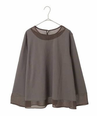 ＜HIROKO BIS GRANDE (Women)＞【大きいサイズ】異素材ドッキングカットソー　／洗濯機で洗える