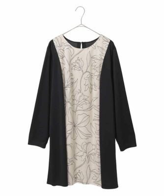 ＜HIROKO BIS GRANDE (Women)＞【大きいサイズ】ボタニカルモチーフ異素材チュニック　／洗える