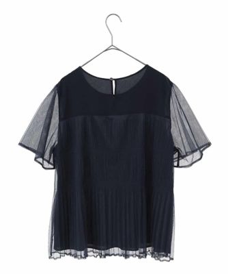 【大きいサイズ】マジョリカプリーツシアーブラウス　／洗える