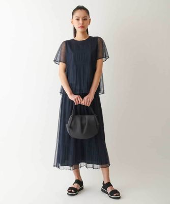【大きいサイズ】マジョリカプリーツシアーブラウス　／洗える