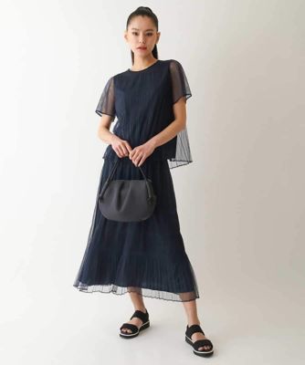 【大きいサイズ】マジョリカプリーツシアーブラウス　／洗える