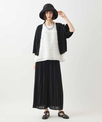 【大きいサイズ／接触冷感】ランダムプリーツショートカーディガン　／洗える