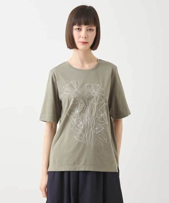 HIROKO BIS GRANDE (Women)/ヒロコビスグランデ 【大きいサイズ】ステッチ刺繍デザインＴシャツ　／洗える