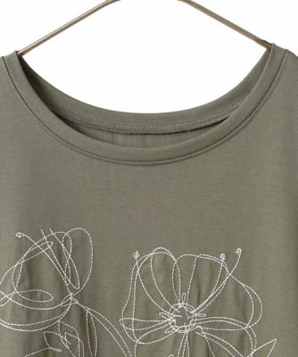 【大きいサイズ】ステッチ刺繍デザインＴシャツ　／洗える