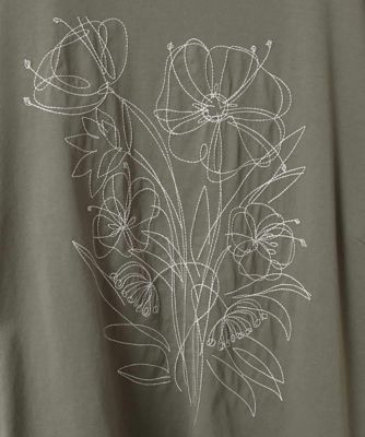 【大きいサイズ】ステッチ刺繍デザインＴシャツ　／洗える