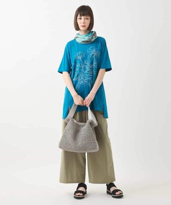 【大きいサイズ】ステッチ刺繍デザインチュニックＴシャツ　／洗える