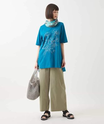 【大きいサイズ】ステッチ刺繍デザインチュニックＴシャツ　／洗える