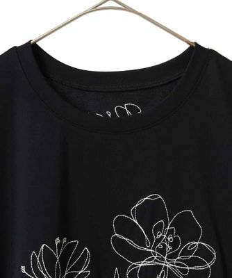 【大きいサイズ】ステッチ刺繍デザインチュニックＴシャツ　／洗える