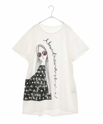 ＜HIROKO BIS GRANDE (Women)＞【大きいサイズ】デザインプリントチュニックＴシャツ　／洗える