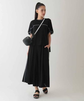 【大きいサイズ／接触冷感】ラインアクセントジャージーカットソー