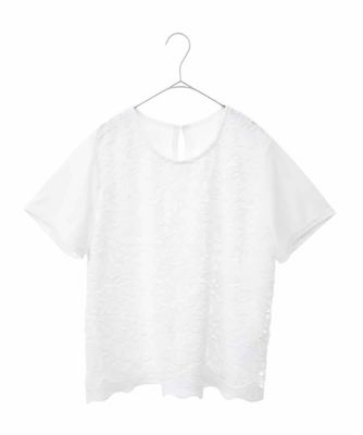 ＜HIROKO BIS GRANDE (Women)＞【大きいサイズ】フラワーデコ刺繍ブラウス　／洗える