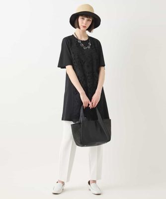 【大きいサイズ】カットワークデコ刺繍チュニック　／洗える