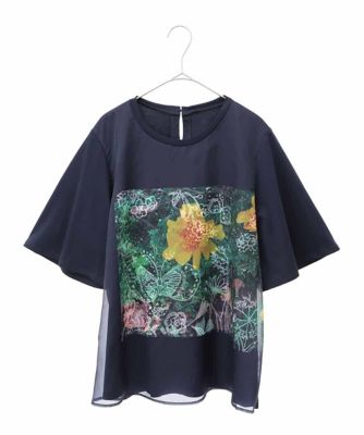 HIROKO BIS GRANDE (Women)/ヒロコビスグランデ 【大きいサイズ】Busy ButterflyプリントレイヤードTシャツ /洗える