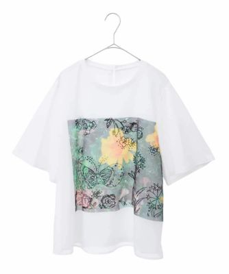 【大きいサイズ】Ｂｕｓｙ　ＢｕｔｔｅｒｆｌｙプリントレイヤードＴシャツ　／洗える