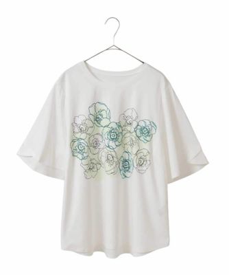 ＜HIROKO BIS GRANDE (Women)＞【大きいサイズ／接触冷感】フラワープリントコットンカットソー　／洗える