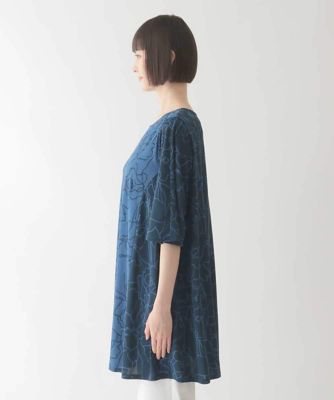 大きいサイズ】カトレア柄バイカラーデザインチュニック ／洗える