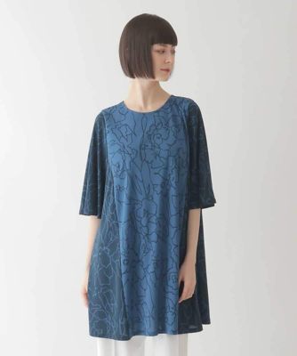 大きいサイズ】カトレア柄バイカラーデザインチュニック ／洗える