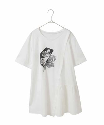 接触冷感】刺繍モチーフアシンメトリーチュニックTシャツ | HIROKO