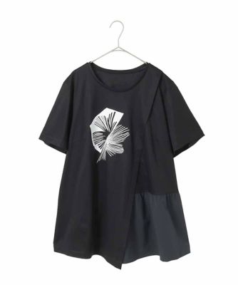接触冷感】刺繍モチーフアシンメトリーチュニックTシャツ | HIROKO