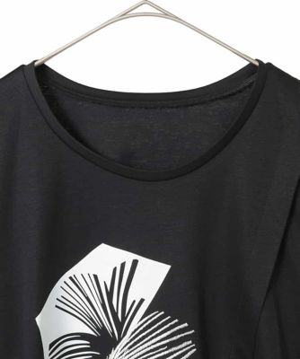 接触冷感】刺繍モチーフアシンメトリーチュニックTシャツ | HIROKO