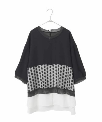 大きいサイズ】ドットメッシュレイヤードデザイントップス | HIROKO 
