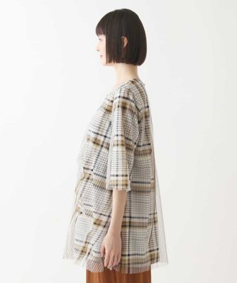 【大きいサイズ】ボーダー×ストライプ　ジョイントレイヤードチュニック　／洗濯機で洗える