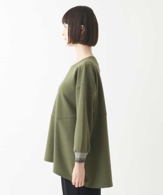 【大きいサイズ】配色リブダンボールニットトップス　／洗える