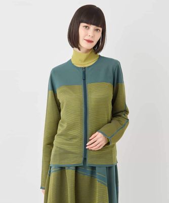 ＜HIROKO BIS GRANDE (Women)＞【大きいサイズ】配色ボーダーカーディガン