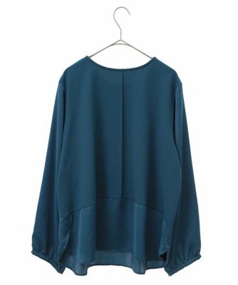 大きいサイズ】ソフトサテン布帛ドッキングカットソー ／洗濯機