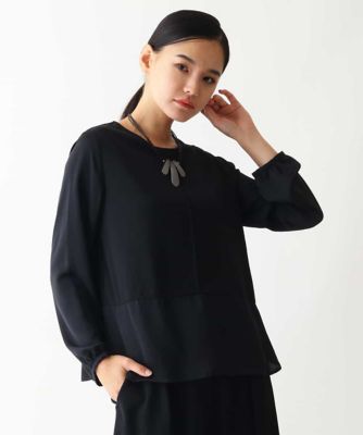 大きいサイズ】ソフトサテン布帛ドッキングカットソー ／洗濯機