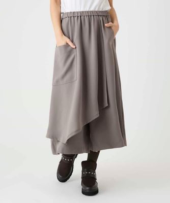 大きいサイズ】サイドポケットスカートレイヤードパンツ ／洗える