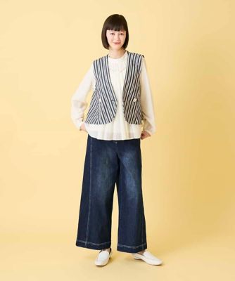 大きいサイズ】ステッチポイントストレッチデニムパンツ ／洗濯機で