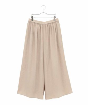大きいサイズ】ウエストギャザーリネンライクワイドパンツ ／洗える