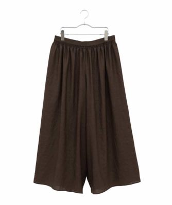 大きいサイズ】ウエストギャザーリネンライクワイドパンツ ／洗える