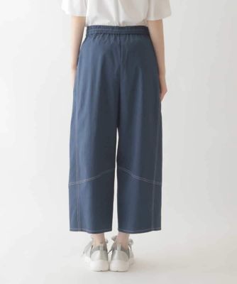 【大きいサイズ】リネンライクストレッチ八分丈パンツ　／洗える