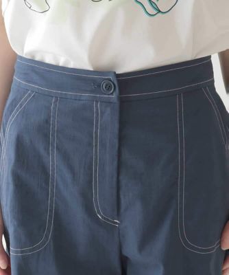 【大きいサイズ】リネンライクストレッチ八分丈パンツ　／洗える