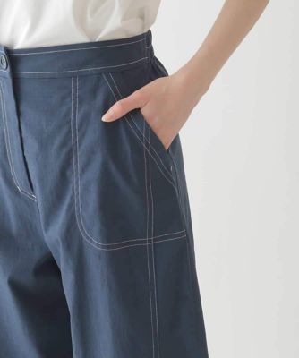 【大きいサイズ】リネンライクストレッチ八分丈パンツ　／洗える