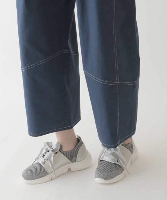 【大きいサイズ】リネンライクストレッチ八分丈パンツ　／洗える