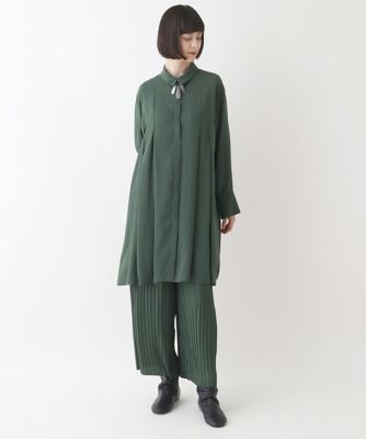 【大きいサイズ】バックサテンジョーゼットプリーツパンツ　／洗える