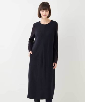 【大きいサイズ】ドッキングニットシルエットワンピース