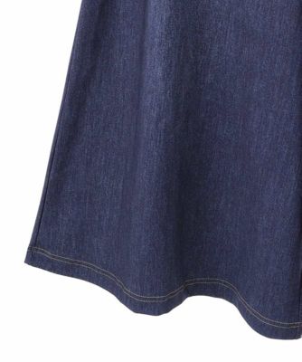 【大きいサイズ】デニムプリントストレッチガウチョパンツ　／洗濯機で洗える