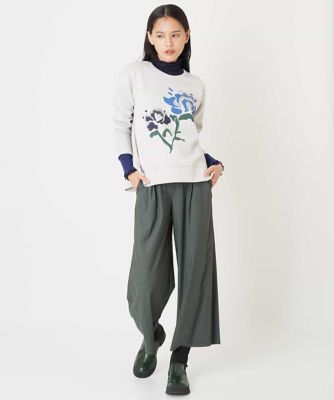 【洗える】トリコットセミワイドシルエットパンツ