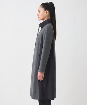 大きいサイズ】異素材スタンドカラーロングコート ／洗える | HIROKO