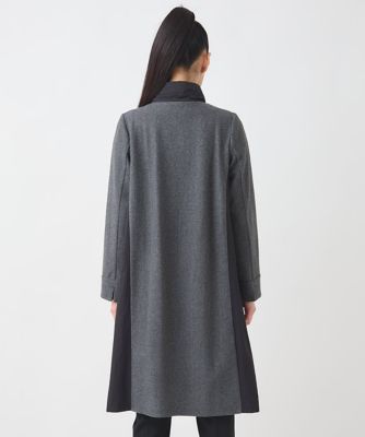 大きいサイズ】異素材スタンドカラーロングコート ／洗える | HIROKO
