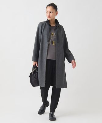 大きいサイズ】異素材スタンドカラーロングコート ／洗える | HIROKO