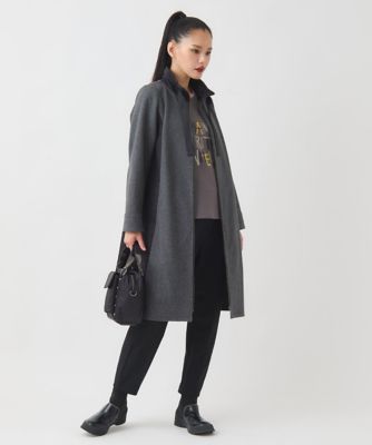 大きいサイズ】異素材スタンドカラーロングコート ／洗える | HIROKO