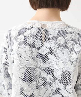 【大きいサイズ】ダブルメッシュフラワー刺繍ジャケット　／洗える