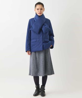 【大きいサイズ／ストール付き】タフタショート丈ダウンコート