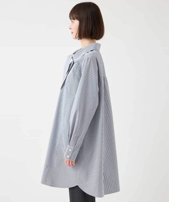 【大きいサイズ】ボウネックチュニックシャツ　／洗濯機で洗える
