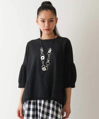 ★最終価格★23区　クロスコンビ　パフスリーブニット　ブラック　38 ☆最終価格☆23区 クロスコンビ パフスリーブニット ブラック 38